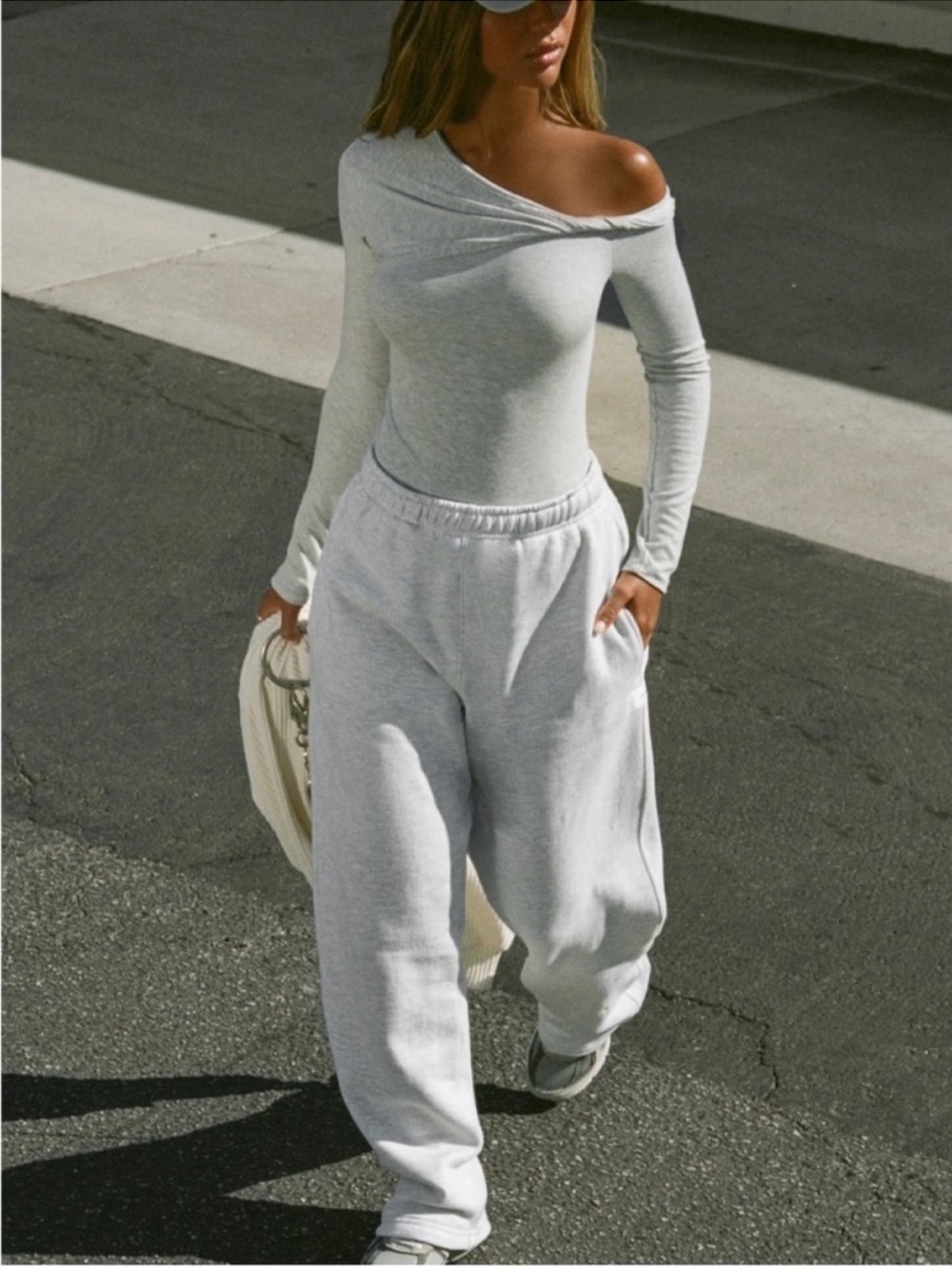 ♡ Joah Brown NWT Oversized Straight Leg Jogger Pearl Grey French Terry